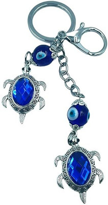 GKM Evil Eye Turtle Lucky Najarbattu metal keychaiin with hook Key Chain