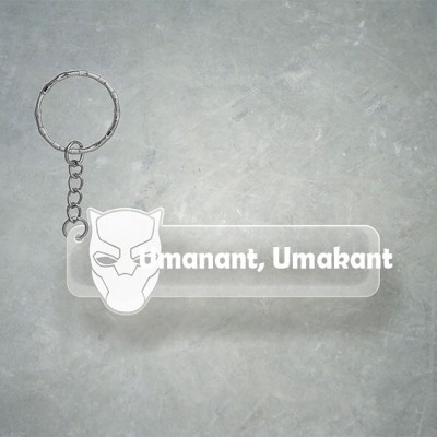 SY Gifts D2 Black Panther Keychain With Umanant, Umakant Name Key Chain