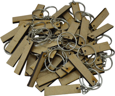 Ecomology 50 Pcs (50mm X 12mm) MDF Bookmark Shape Key Chains with Ring Key Chain