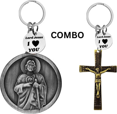 The Men Gift Lord Jesus Keychain Combo– Sacred Heart Religious Keyring Set ShivkeyCom631-666 Key Chain