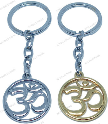 kd collections KD-121G-121S Om Keychain Metal Golden Silver Color Combo - Pack of 2 Keychains Key Chain