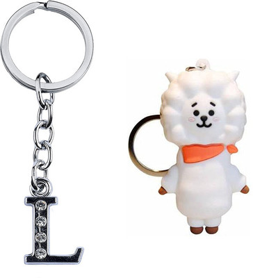 Newview BTS RJ Characters 3D Rubber with Alphabet L Keychain and Key ring Key Chain