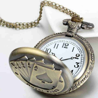 JAINSON MARTIN Playing Card RoyalFlush Pocket Watch Keychain Gandhi Keychain Antique Keyring Key Chain