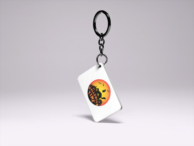 Rushaan Halloween Time -Circle -Hunted House -Printed acrylic Keychain(Pack Of 2) Key Chain