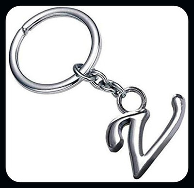 gtrp Keychain-Alphabet Letter V Metal Silver V letter Key Chain
