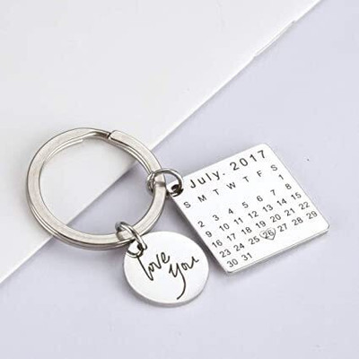 Myurawells Custom Date Engraved Message & Keychain Anniversary Birthday Memorial Gift Key Chain