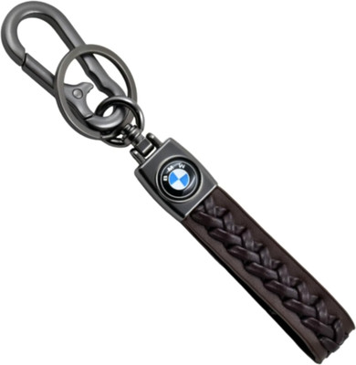 nuira Unique and stylish Long Leather Finish Keyring Compatible with BMW Car Key Chain