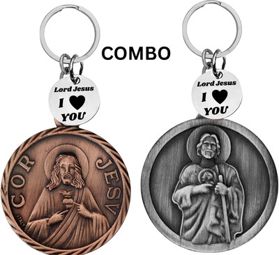 M Men Style Lord Jesus Keychain Combo– Sacred Heart Religious Keyring Set SkeyCom623-631 Key Chain