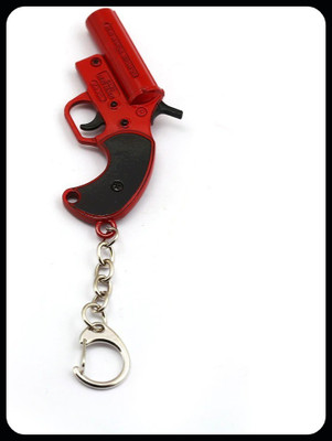 gtrp Top_Playerunknown's Battlegrounds PUBG red Flare gun metal keychain Key Chain