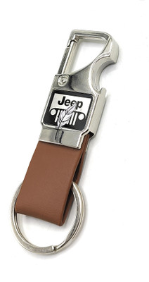 Jdp Novelty Metal Leather Opner Keychain for Jeep Car Brown Colour Key Chain