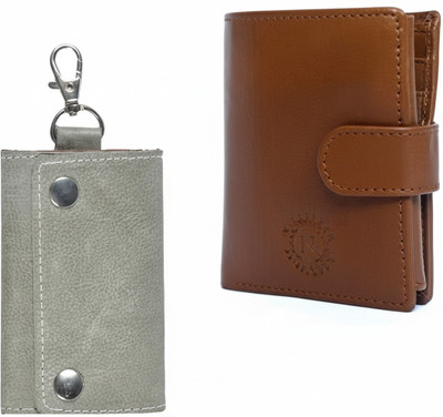 N WALLETS LEATHER RFID WALLET (BEIGE) COMBO WITH LEATHER KEY ORGANIZER (GREEN) Key Chain