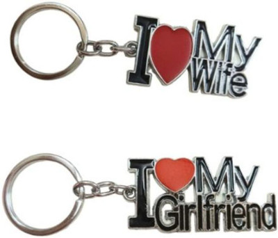 PEARLISH I LOVE WIFE & I LOVE GIRLFRIEND Keychain/ Keyring (Pack of 2) X-1 Key Chain