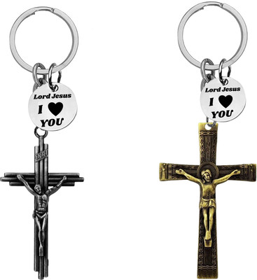 The Men Gift Jesus cross Keychain Set with ‘Lord Jesus I Love You’ Charm Keychains Com670-666 Key Chain