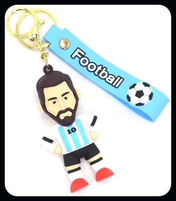 gtrp Keychain-White Blue Messi 3D Rubber With Long Ribbon 02-New309 Key Chain