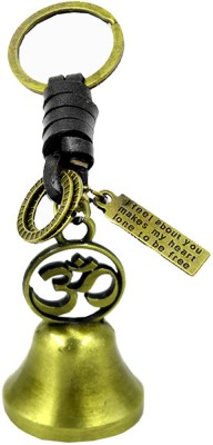 AFH Feng Shui Pagoda Bronze Om Temple Bell Leather Keychain for Men and Women Key Chain