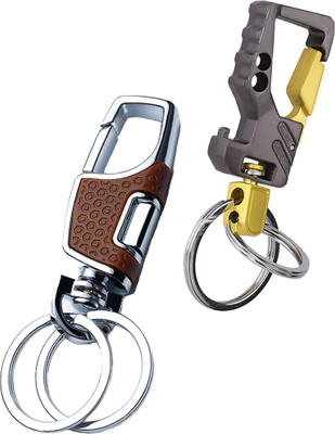 StealODeal Grey Metal Bottle Opener with Red Hook Double Ring Key Chain
