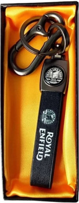 Ayesha Collection Royal Enfield stylish KeyChain Black Leather Metal Hook for Bike Key Chain Key Chain