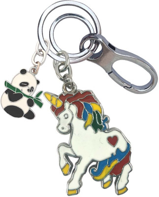 SHOKY LOOKS Colorful Unicorn With Eating To Bamboo Panda Stylish Locking Lock Key Chain