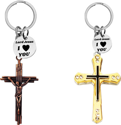 The Men Gift Jesus Cross & Golden Crystal Cross Keyrings ShivkeyCom668-674 Key Chain