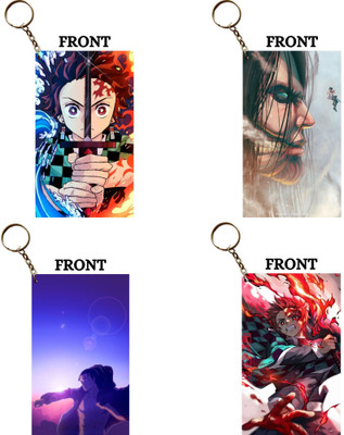 Hariyaali Enterprises LLP TANJIRO × EREN YAEGER Unique Style 4 pcs Combo Key Chain