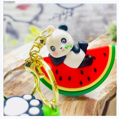 SSAppliances Cute Panda Cartoon on Watermelon Keychain – Fun & Whimsical Accessory Key Chain