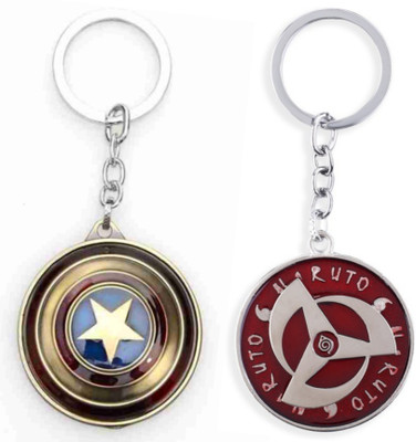 Jainsburys Combo of Captain America Rotating keychain & Naruto Rotating keychain Key Chain