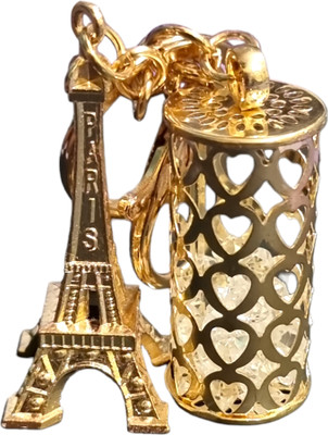 TechBytesRetail Premium Stainless Gold Crystal Keychain for Girls(Eiffel Tower With Hearts Cage) Key Chain