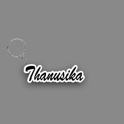 SY Gifts SYG Thanusika Name Keychain White And Black Key Chain