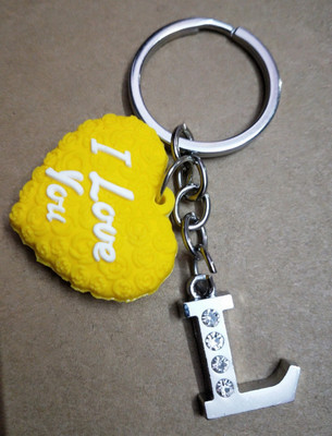ShopTop Yellow Heart With L Letter Bike Key Chain02 Key Chain