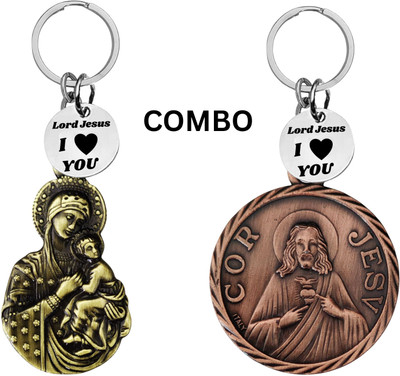 The Men Gift Lord Jesus Keychain Combo– Sacred Heart Religious Keyring Set ShivkeyCom639-623 Key Chain