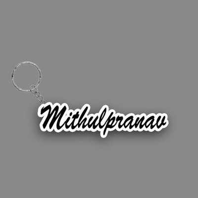 SY Gifts SYG Mithulpranav Name Keychain White And Black Key Chain