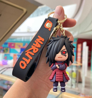 Tiny Tim Cute Anime Naruto Madara Uchiha Silicone 3D Keychain with Charm Hook Keyring Key Chain
