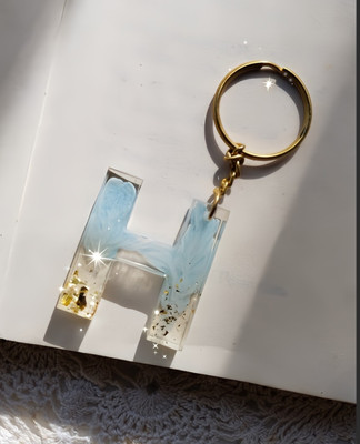 SnipNclip Crafts H Letter\ Alphabet Keychain with Golden ring || Handmade Gift Key Chain