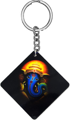 AFH Lord Vignaharta Religious Wooden Keychain for Men and Women Key Chain