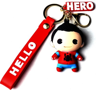 Daiyamondo Avenger Baby SpiderMan 3D keychain With Long Hello Ribbon Standing Red Spiderman Key Chain