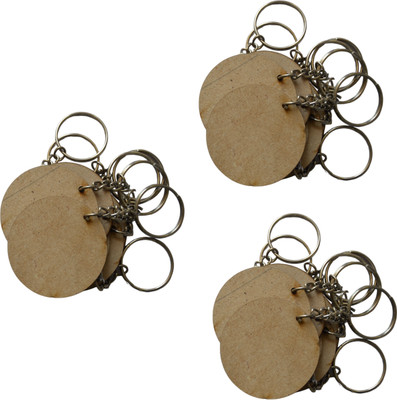 Ecomology 40 Pcs Round Shape Key Chains with Ring (50 x 50) mm MDF Art and Craft Key Chain