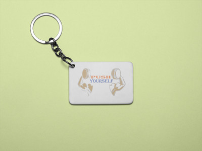 DOGAR ESSENTIALS Push Yourself - Printed Acrylic Keychain (Pack Of 2) Key Chain
