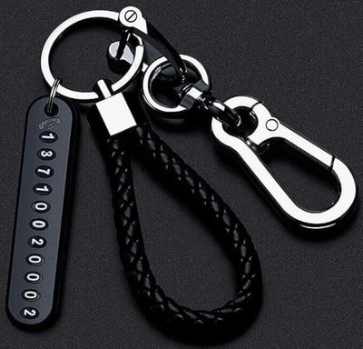 GiftyLuxe Anti-Lost Car Keychains with Phone Number Tag Metal Keychain Double Pendant Key Chain