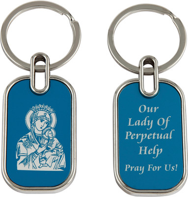 BLESSINGS Set Of 2 Perpetual Help Blue Doubleside Metal Key Chain