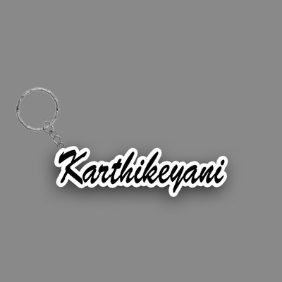 SY Gifts SYG Karthikeyani Name Keychain White And Black Key Chain