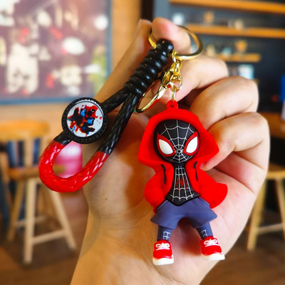 Tiny Tim Cute Spider-Man Hoodie Silicone 3D Key Chain with Charm & Metal Hook, Key Ring Key Chain