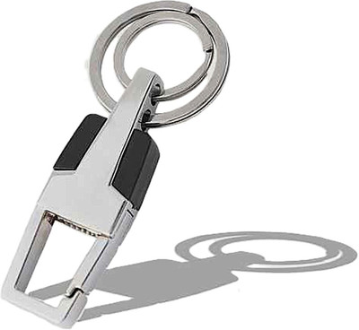 ZUPHARR Hook-Locking Silver Metal Carabiner Double-Ring Keychain – Durable Alloy Clip Key Chain