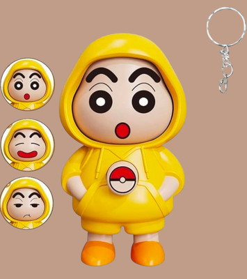 AirSoft Cute Shinchan Cartoon Desk Gift Toy Funny Hoodie Expression Changing Collectible Key Chain