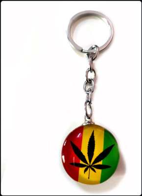 Meeko.com Leaf Bob Marley Glass Key Chain-A Key Chain