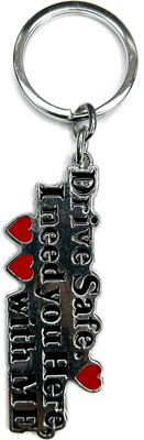 FLAMBE New Drive Safe Bike & Car Leather Keychain Steel Logo Keychain Pack Of 2 Key Chain