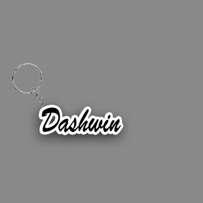 SY Gifts SYG Dashwin Name Keychain White And Black Key Chain
