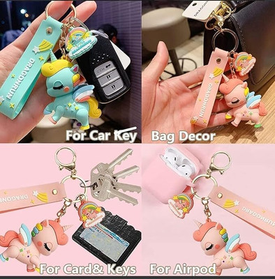 posxo Big Cute Unicorn Keychain (White) | Keyring for Girls, Women ,Boys, Men Key Chain