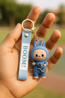 Giftzy Labubu Toy Keychain Labubu Doll Cartoon Silicone Keyring for Bag Charm Gifting Key Chain