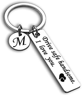 Shiv Jagdamba Drive Safe Keychain 26 Letters Charm Gift for Boyfriend Couple (M)ShivKy23 Key Chain