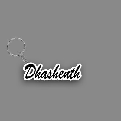 SY Gifts SYG Dhashenth Name Keychain White And Black Key Chain